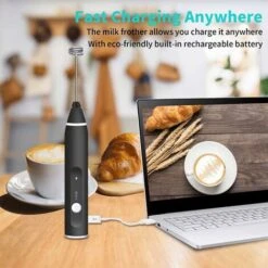 Electric Milk Frother, USB Rechargeable Milk Frother 2 In 1 Hand-held Battery-operated Milk Frother For Coffee, Latte, Cappuccino, Beating Eggs -Smart Home Appliance Store 68107200 5