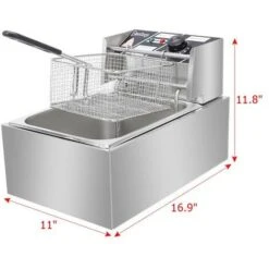 EH81 2500W 220-240V 6.3QT/6L Stainless Steel Single Cylinder Electric Fryer UK Plug 8 EH81 2500W 220-240V 6.3QT/6L Stainless Steel Single Cylinder Electric Fryer UK Plug -Smart Home Appliance Store 68154249 2