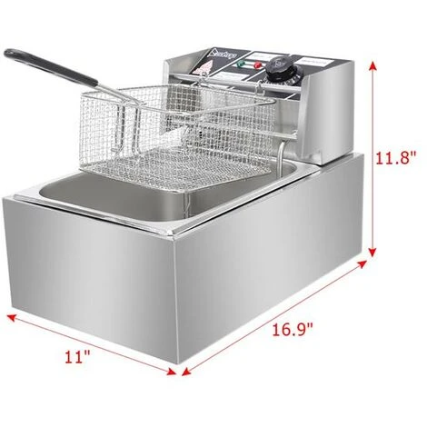 EH81 2500W 220-240V 6.3QT/6L Stainless Steel Single Cylinder Electric Fryer UK Plug 4 EH81 2500W 220-240V 6.3QT/6L Stainless Steel Single Cylinder Electric Fryer UK Plug - Image 2