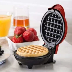 Mini Waffle Maker, Small Waffle Maker, Nonstick Hash Brown Waffle Maker, Easy Clean Tomato Crusher For Personal Pancakes, Cookies, Eggs And Breakfast, Lunch And Snacks, Red -Smart Home Appliance Store 69496867 3
