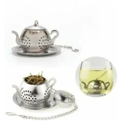 2Pcs Tea Infuser Teapot - Stainless Steel Infuser (Silver)