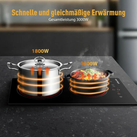 GASLAND Chef CH30BF 30cm Built-in Ceramic Hob, 2 Zones Electric Cooktop Sensor Touch Controls Timer Child Lock, 3kW 4 GASLAND Chef CH30BF 30cm Built-in Ceramic Hob, 2 Zones Electric Cooktop Sensor Touch Controls Timer Child Lock, 3kW - Image 2