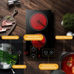 GASLAND Chef CH30BF 30cm Built-in Ceramic Hob, 2 Zones Electric Cooktop Sensor Touch Controls Timer Child Lock, 3kW 10 GASLAND Chef CH30BF 30cm Built-in Ceramic Hob, 2 Zones Electric Cooktop Sensor Touch Controls Timer Child Lock, 3kW -Smart Home Appliance Store 71426693 4
