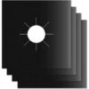 4Pcs Gas Hob Protector Teflon Silver Hob Gas Protector Gas Stove Protector Gas Stove Gas Burner Protector Non-stick Corrosion Protector (Black 2727cm)