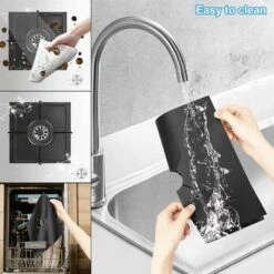 4Pcs Gas Hob Protector Teflon Silver Hob Gas Protector Gas Stove Protector Gas Stove Gas Burner Protector Non-stick Corrosion Protector (Black 2727cm) -Smart Home Appliance Store 71973326 5