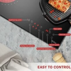 Ceramic Hob, 4 Zone Built-in Electric Hob 60cm, Ceramic Cooktop With Touch Control, 6400W, 9 Power Levels, Dual Ring Zone, Oval Zone, Timer, Child Lock, For All Pots, Hard Wired, Without Plug -Smart Home Appliance Store 72566715 4