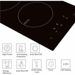 NOXTON Induction Hob Built-in 2 Zone Domino Electric Hobs With Touch Controls Black Glass Hot Plate 30cm 3500W -Smart Home Appliance Store 72566725 4