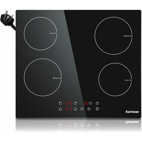 Karinear Plug In Induction Hob, 60cm 4 Zones Electric Hob With Touch Control, Black Vitro Ceramic Glass 3 Karinear Plug In Induction Hob, 60cm 4 Zones Electric Hob With Touch Control, Black Vitro Ceramic Glass