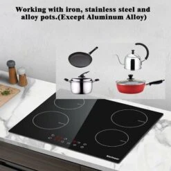 Karinear Plug In Induction Hob, 60cm 4 Zones Electric Hob With Touch Control, Black Vitro Ceramic Glass 11 Karinear Plug In Induction Hob, 60cm 4 Zones Electric Hob With Touch Control, Black Vitro Ceramic Glass -Smart Home Appliance Store 72566726 5