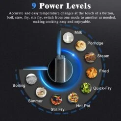 Induction Hob Black Glass Electric Cooktop Built-in 4 Zone Electric Hob With Knob 60cm, 7200W, Hard Wire, No Plug Included -Smart Home Appliance Store 73150172 5