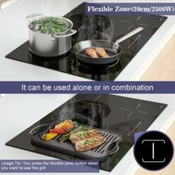 Plug In Induction Hob, Hobsir 4 Zones Electric Hob 60cm With Flexible Zone For Griddle Plate, Bulit-in, 2800W, Slider Touch, Timer, Child-safety Lock, Pause Function,13 Amp 9 Plug In Induction Hob, Hobsir 4 Zones Electric Hob 60cm With Flexible Zone For Griddle Plate, Bulit-in, 2800W, Slider Touch, Timer, Child-safety Lock, Pause Function,13 Amp -Smart Home Appliance Store 73150179 3