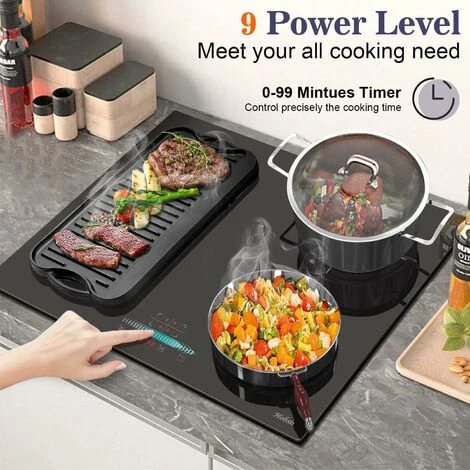 Plug In Induction Hob, Hobsir 4 Zones Electric Hob 60cm With Flexible Zone For Griddle Plate, Bulit-in, 2800W, Slider Touch, Timer, Child-safety Lock, Pause Function,13 Amp 6 Plug In Induction Hob, Hobsir 4 Zones Electric Hob 60cm With Flexible Zone For Griddle Plate, Bulit-in, 2800W, Slider Touch, Timer, Child-safety Lock, Pause Function,13 Amp - Image 4