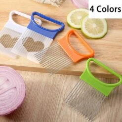 Slicer Onion Holder Assistant Food Slicer Fork Onion Holder Knife Stainless Steel Meat Needle Cutter Tomato Fruit Vegetable With Non-Slip Handle 4 Pieces -Smart Home Appliance Store 75327326 5