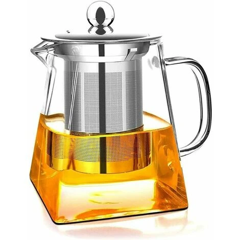 1 Piece Clear Square Bottom Teapot With Clear Glass Infuser, Household Borosilicate Infuser, Perfect For Tea And Coffee (950ml) 3 1 Piece Clear Square Bottom Teapot With Clear Glass Infuser, Household Borosilicate Infuser, Perfect For Tea And Coffee (950ml)