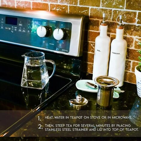 1 Piece Clear Square Bottom Teapot With Clear Glass Infuser, Household Borosilicate Infuser, Perfect For Tea And Coffee (950ml) 4 1 Piece Clear Square Bottom Teapot With Clear Glass Infuser, Household Borosilicate Infuser, Perfect For Tea And Coffee (950ml) - Image 2