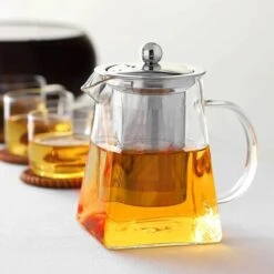 1 Piece Clear Square Bottom Teapot With Clear Glass Infuser, Household Borosilicate Infuser, Perfect For Tea And Coffee (950ml) 10 1 Piece Clear Square Bottom Teapot With Clear Glass Infuser, Household Borosilicate Infuser, Perfect For Tea And Coffee (950ml) -Smart Home Appliance Store 76892947 4