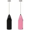 Battery Operated Milk Frother 2 Pack - Electric Whisk, Coffee Frother, Battery Powered Stirrer, Portable Milk Frother, Mini Blender For Bulletproof Coffee, Cappuccino, Latte, Frappe And Black + Pink M -Smart Home Appliance Store 77090139 1