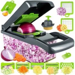 Vegetable Cutter - Cube Cutter - Vegetable Slicer - Suitable For Cubes, Sticks, Slices, Bars Etc. - 14 In 1 Multifunctional Cutter - Onion Chopper - Salad Cutter - Mandolin Cucumber Slicer