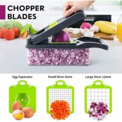 Vegetable Cutter - Cube Cutter - Vegetable Slicer - Suitable For Cubes, Sticks, Slices, Bars Etc. - 14 In 1 Multifunctional Cutter - Onion Chopper - Salad Cutter - Mandolin Cucumber Slicer -Smart Home Appliance Store 77174039 3