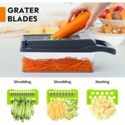 Vegetable Cutter - Cube Cutter - Vegetable Slicer - Suitable For Cubes, Sticks, Slices, Bars Etc. - 14 In 1 Multifunctional Cutter - Onion Chopper - Salad Cutter - Mandolin Cucumber Slicer -Smart Home Appliance Store 77174039 4