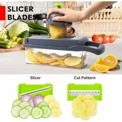 Vegetable Cutter - Cube Cutter - Vegetable Slicer - Suitable For Cubes, Sticks, Slices, Bars Etc. - 14 In 1 Multifunctional Cutter - Onion Chopper - Salad Cutter - Mandolin Cucumber Slicer -Smart Home Appliance Store 77174039 5