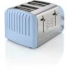 Swan 4 Slice Toaster Blue 1950s Retro-Style 6 Setting With Crumb Tray ST34020BLN -Smart Home Appliance Store 77196974 1