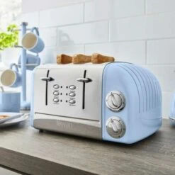 Swan 4 Slice Toaster Blue 1950s Retro-Style 6 Setting With Crumb Tray ST34020BLN -Smart Home Appliance Store 77196974 4