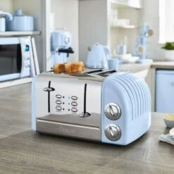 Swan 4 Slice Toaster Blue 1950s Retro-Style 6 Setting With Crumb Tray ST34020BLN -Smart Home Appliance Store 77196974 5