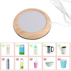 Coffee Mug Warmer For Desk Auto Shut Off USB, Electric Beverage Warmer For Coffee,Cocoa,Tea,Milk Shallow Wood Grain -Smart Home Appliance Store 77432048 3