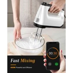 Electric Mixer, Electric Whisk With 6 Speeds, 2 Propeller Whisks And 2 Beater Hooks, Turbo Button, Eject Button, 400W Electric Kitchen Mixer For Eggs, Cream And Various Jams -Smart Home Appliance Store 78707533 3