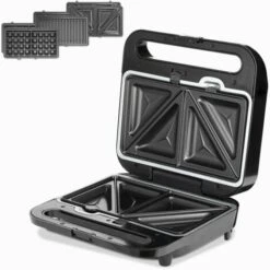 Monzana Sandwich Maker 3-in-1 Sandwich Toaster 3 Removable Sandwich Grill Waffle Plates 1000W Non-Stick Coating