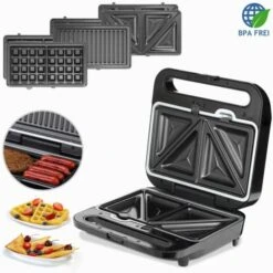 Monzana Sandwich Maker 3-in-1 Sandwich Toaster 3 Removable Sandwich Grill Waffle Plates 1000W Non-Stick Coating -Smart Home Appliance Store 79008182 4