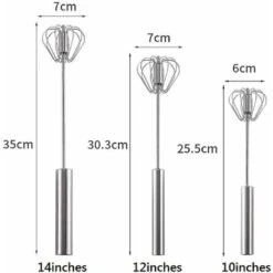 Automatic Rotating Stirrer Manual Beaters And Stainless Steel Whisks Stainless Steel Semi-automatic Hand Egg Beater Milk Frother Non-Electric Mixer(12 Inch) READCLY -Smart Home Appliance Store 80962911 2