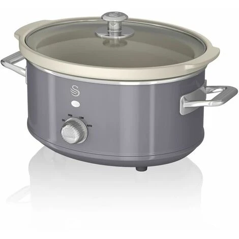 Swan 3.5L Slow Cooker Retro Grey 4 Swan 3.5L Slow Cooker Retro Grey - Image 2