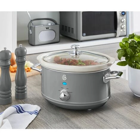 Swan 3.5L Slow Cooker Retro Grey 7 Swan 3.5L Slow Cooker Retro Grey - Image 5