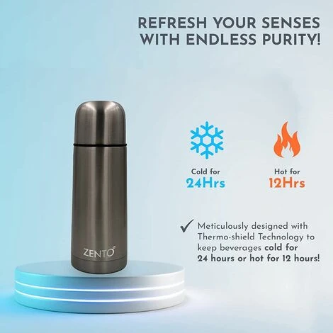 Zento Stainless Steel Bullet Vacuum Drink Flask 350ml Thermo-Shield Technology 4 Zento Stainless Steel Bullet Vacuum Drink Flask 350ml Thermo-Shield Technology - Image 2