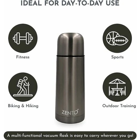 Zento Stainless Steel Bullet Vacuum Drink Flask 350ml Thermo-Shield Technology 5 Zento Stainless Steel Bullet Vacuum Drink Flask 350ml Thermo-Shield Technology - Image 3