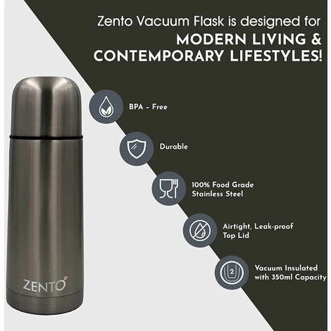 Zento Stainless Steel Bullet Vacuum Drink Flask 350ml Thermo-Shield Technology 7 Zento Stainless Steel Bullet Vacuum Drink Flask 350ml Thermo-Shield Technology - Image 5