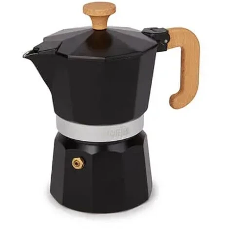 La Cafetiere Espresso Maker 3 Cup Black Wood Effect Handle 3 La Cafetiere Espresso Maker 3 Cup Black Wood Effect Handle