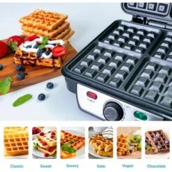 Waffle Maker Iron 4 Slice Non-Stick Electric Belgian Waffle Machine 1000W Geepas -Smart Home Appliance Store 83743679 4