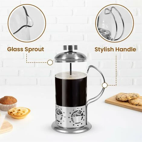 French Press Coffee Maker Morning Coffee Brewer Heat Resistant Glass Tea Maker 6 French Press Coffee Maker Morning Coffee Brewer Heat Resistant Glass Tea Maker - Image 4