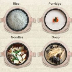 1.2L Mini Steam Rice Cooker With Removable Non-Stick Pot And Indicator Lights - Perfect Rice In Minutes For 1-2 People,Red -Smart Home Appliance Store 86604511 5