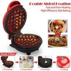 Waffle Iron Mini Waffles, Small Waffle Iron With Non-stick Coating For Classic Waffles, Waffle Iron Belgian Waffles For Children's Birthday Parties, Family Celebrations, Easter -Smart Home Appliance Store 86604528 3