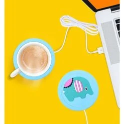 Placemats And Coasters Sets Funny Cup Warmers Electric Warming Mugs Drinks Tea Coffee Warmers (Blue Elephant) -Smart Home Appliance Store 86608012 2