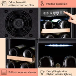 Klarstein Vinovilla 17 Built-In Duo Vilhelmine Edition Wine Fridge 17 Bottles 3-Colour Glass Door -Smart Home Appliance Store 87106525 5