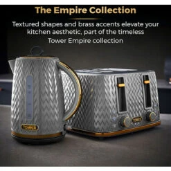 Tower Empire Kettle And 4 Slot Toaster Set Grey -Smart Home Appliance Store 87187053 4