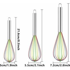 Set Of 3 Silicone Whisk,Kitchen Whisk,Pastry Whisk,Egg Mixer,Whisk And Mixer,Milk Beater,Manual Silicone Egg Beater (A) -Smart Home Appliance Store 87636720 2
