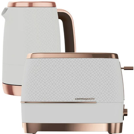 Beko Off White & Rose Gold Cosmopolis 1.7L Kettle And 2 Slice Toaster Set 3 Beko Off White & Rose Gold Cosmopolis 1.7L Kettle And 2 Slice Toaster Set