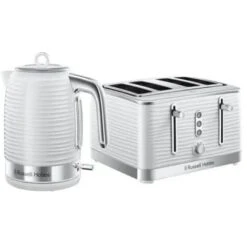 Russell Hobbs Inspire Kettle & 4 Slice Toaster Set White