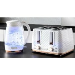 Goodmans Kettle & 4 Slice Toaster Set White Diamond & Rose Gold
